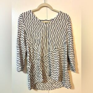 Habitat Striped Textured Asymmetrical Hem Tunic Top M EUC Lagenlook